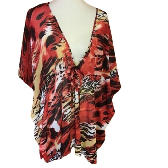 Vintage Y2K bright tiger cover up top - Picture 1 of 8